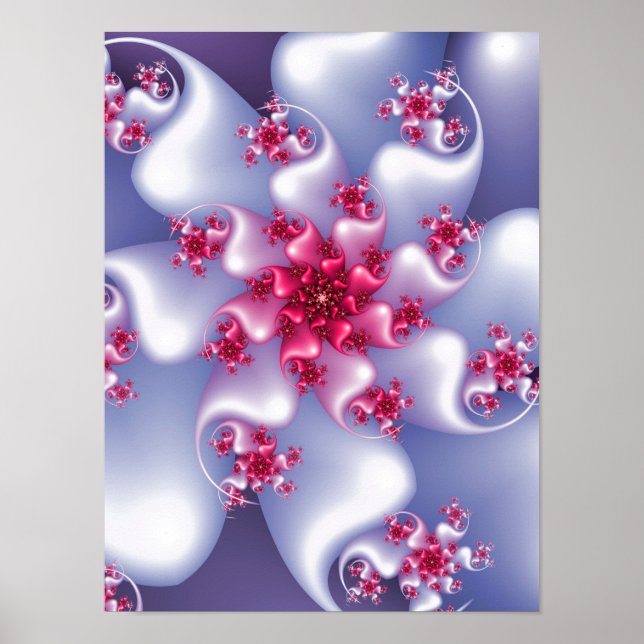Affiche Fractale de fleur blanche (Devant)