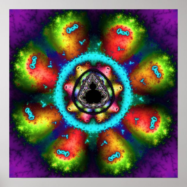 Affiche Fractale de Mandelbrot psychédélique (Devant)