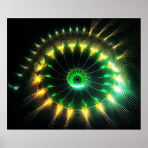 Affiche Fractale de roue à aubes de jet vert et jaune
