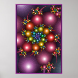 Affiche Fractale en spirale colorée