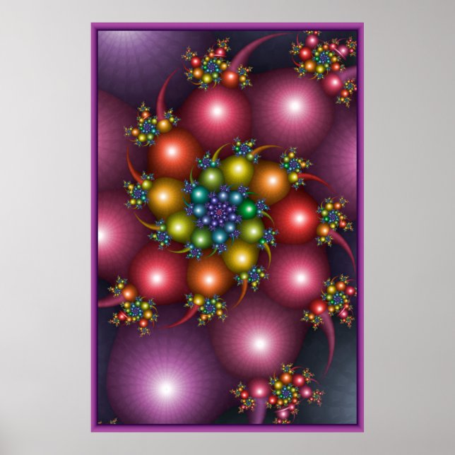 Affiche Fractale en spirale colorée (Devant)