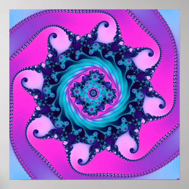 Affiche Fractale Mandelbrot néon (Devant)