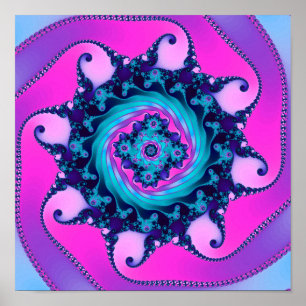 Affiche Fractale Mandelbrot néon