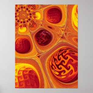 Affiche Fractale orange kaléidoscopique