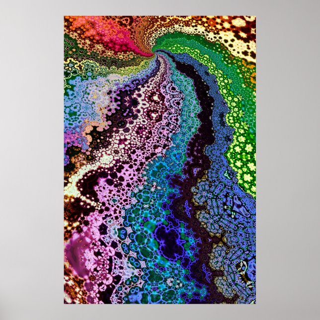 Affiche Fractale psychédélique colorée (Devant)
