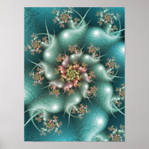 Affiche Fractale spirale bleue