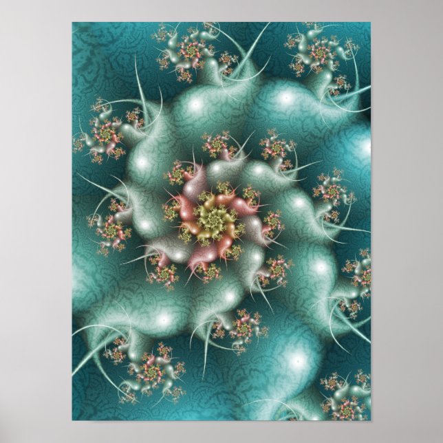 Affiche Fractale spirale bleue (Devant)
