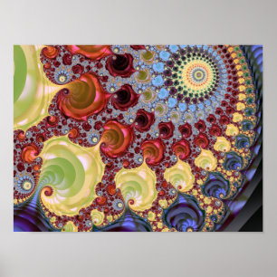 Affiche fractale spirale de Mandelbrot