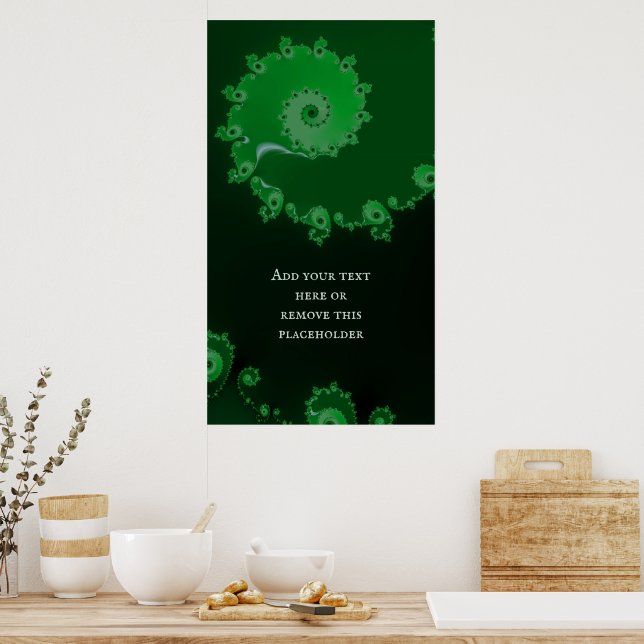 Affiche Fractale spirale verte Abstraite avec devis person (Cuisine)
