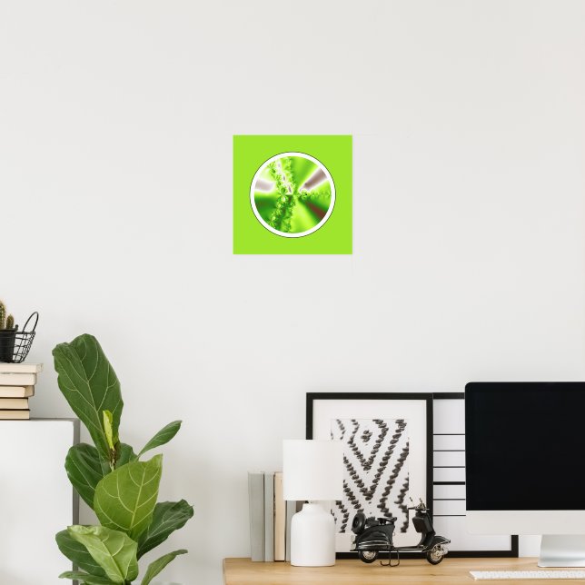 Affiche Fractale vert citron abstrait moderne (Bureau à domicile)