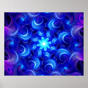 Affiche Fractales Bleus de Lune Croissante
