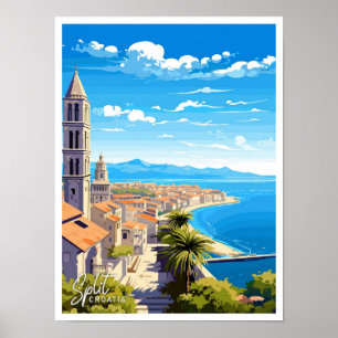 Affiche Fractionner Croatie Voyage illustration Vintage