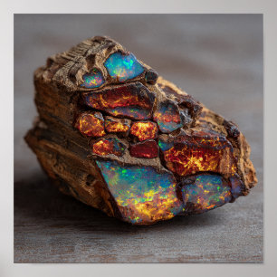 Affiche Fragment Fossile Os Dinosaure Opalisé Rare