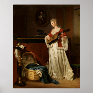 Affiche Fragonard & Gérard Enfant endormi reproduction d'a