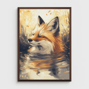 Affiche Fraisage Fox dans la peinture à l'eau