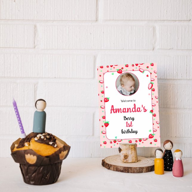 Affiche Fraise 1er anniversaire baie de fête première (Créateur téléchargé)