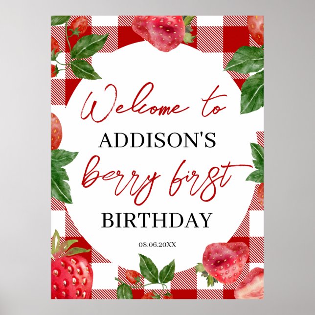 Affiche Fraise 1er anniversaire Berry Sweet (Devant)
