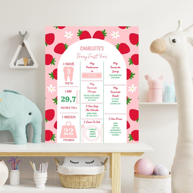 Affiche Fraise 1er Anniversaire Jalon Sucré 1 (Créateur téléchargé)