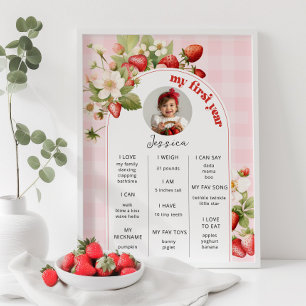 Affiche Fraise 1er anniversaire photo jalon