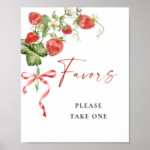 Affiche Fraise à l'Aquarelle tendance Fraise Faveurs nupti
