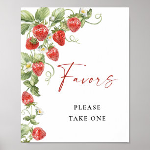 Affiche Fraise à l'Aquarelle tendance Fraise Faveurs nupti
