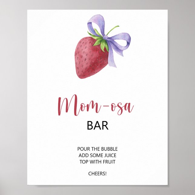 Affiche Fraise - baby shower bar mimosa (Devant)