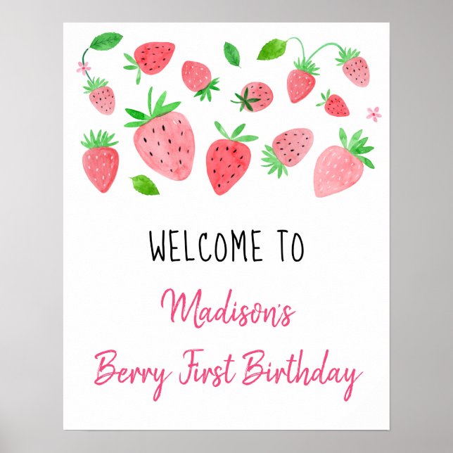 Affiche Fraise Berry Sweet Anniversaire Bienvenue (Devant)