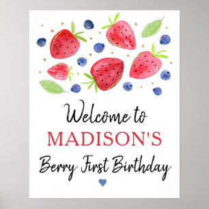 Affiche Fraise bleuet Berry Sweet Anniversaire Bienvenue