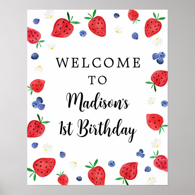 Affiche Fraise Blueberry Anniversaire Bienvenue (Devant)