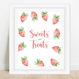 Affiche Fraise - bonbons et friandises baby shower