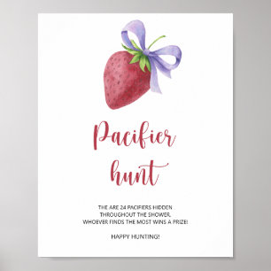 Affiche Fraise - chasse à la suce jeu de baby shower