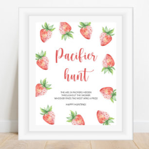 Affiche Fraise - chasse à la suce jeu de baby shower
