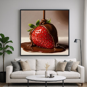 Affiche Fraise de chocolat - Style peint détaillé
