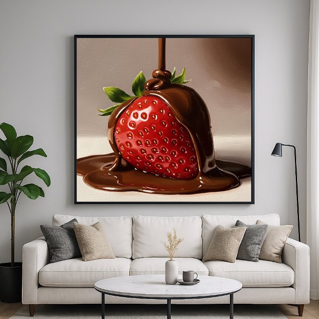 Affiche Fraise de chocolat - Style peint détaillé (Créateur téléchargé)