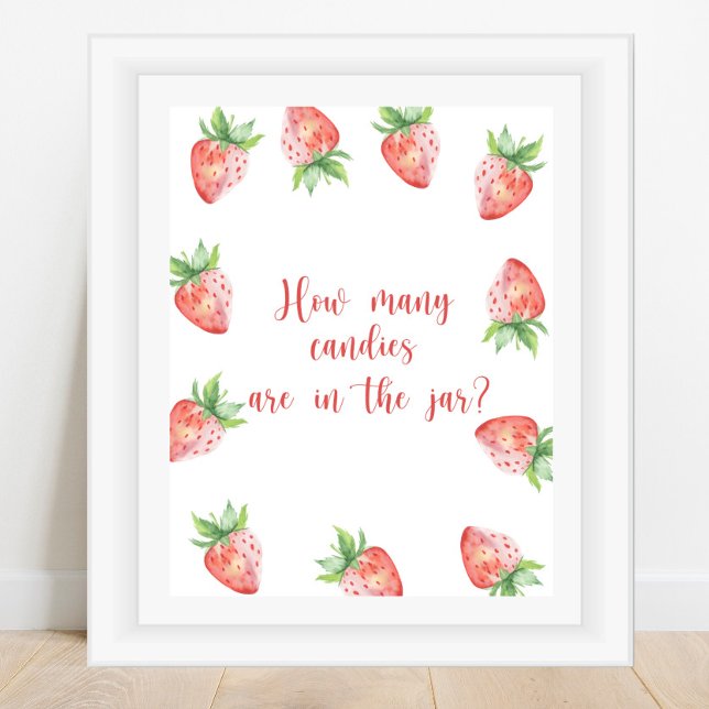 Affiche fraise - devinez combien de bonbons (Créateur téléchargé)