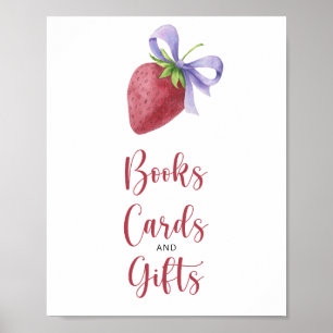 Affiche Fraise et noeud - livres cartes et cadeaux