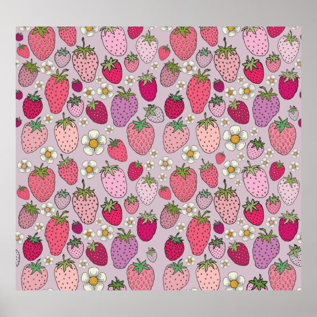 Affiche Fraise Été Motif sans couture (Devant)