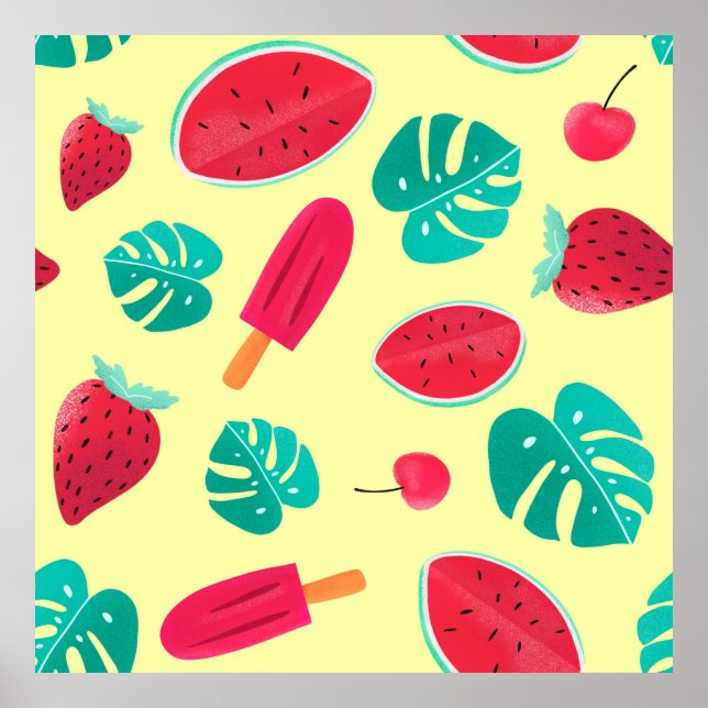 Affiche Fraise feuille (Devant)