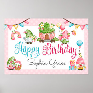 Affiche Fraise Gnome Garden Anniversaire de la petite fill