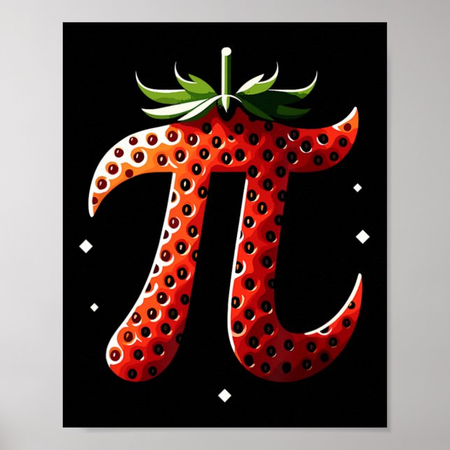 Affiche Fraise Pi Day Drôle enseignant en mathématiques 3. (Devant)