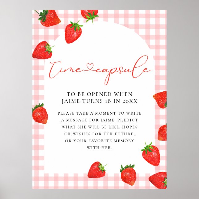 Affiche Fraise Premier anniversaire Pink Berry Time Capsul (Devant)