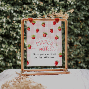 Affiche Fraise Rustique Bébé Fille Douche Brochure Raffle