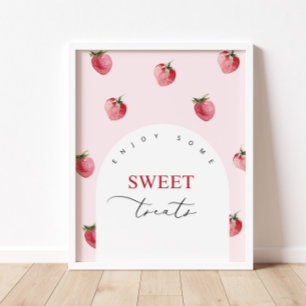 Affiche Fraise sucrée fête d'anniversaire