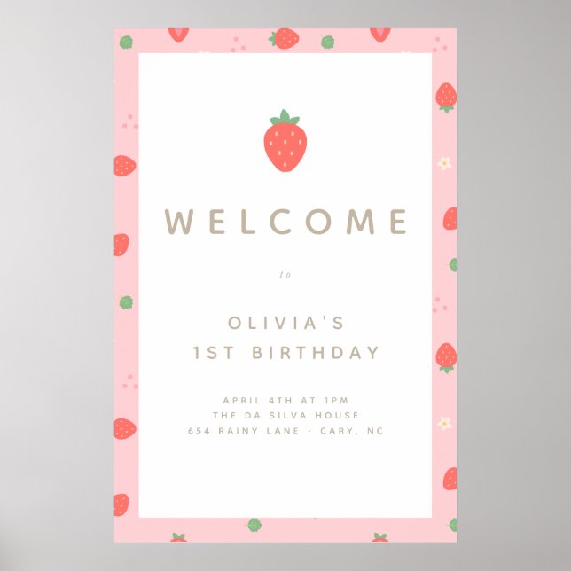 Affiche Fraise sucrée Premier anniversaire (Devant)