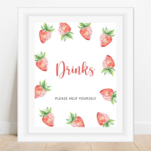 Affiche Fraises - Boissons servez-vous