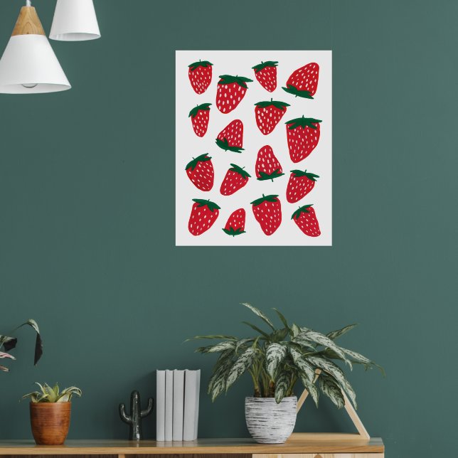 Affiche Fraises d'été bio - rouge et vert (Salon 1)
