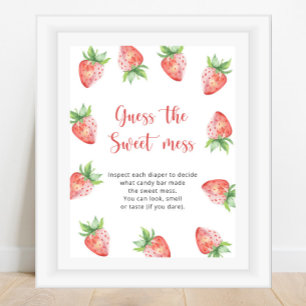 Affiche Fraises - devinez le jeu de la pagaille douce