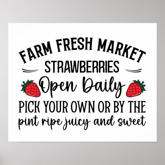 Affiche Fraises du marché frais de ferme (Devant)