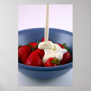Affiche Fraises et photo crème