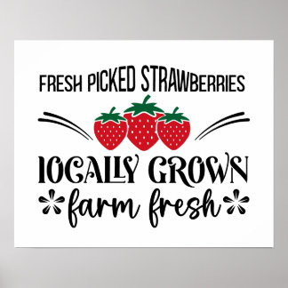 Affiche Fraises fraîches cueillies localement